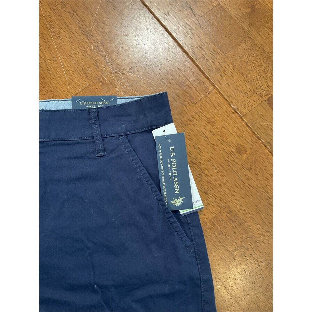 New U.S. Polo Assn Chino Shorts Women 11 Navy Blue Stretch Casual Mid Rise - Picture 4 of 15